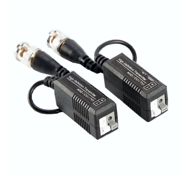 1 Tranceptor (Balun) Pasivo de Video por Cable UTP Con Terminales Push para Conexión Segura y Estable