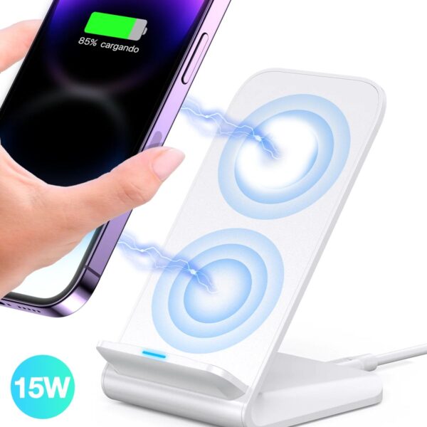 Cargador Inalámbrico Qi Carga Rápida 15w Compatible Para Iphone Color Blanco
