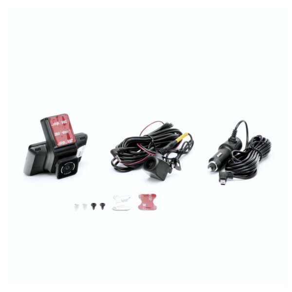 Cámara Dashcam Frontal de 4 Mpx (2K) y Trasera de 2 Mpx (1080p) Pantalla Táctil 3" WiFi G-Sensor Micrófono y Bocina Integrada Micro SD Soporta App Fácil de Instalar