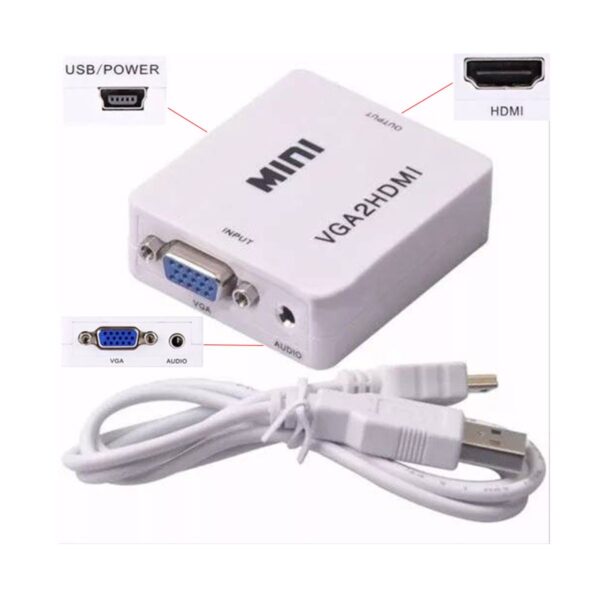 Mini Convertidor Adaptador De Señal VGA a HDMI 1080p Con Audio
