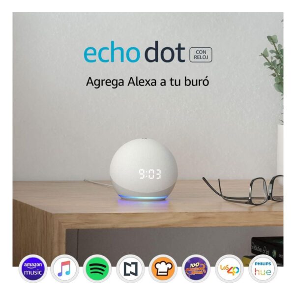 Amazon Echo Dot con Reloj 4a Generacion Blanca