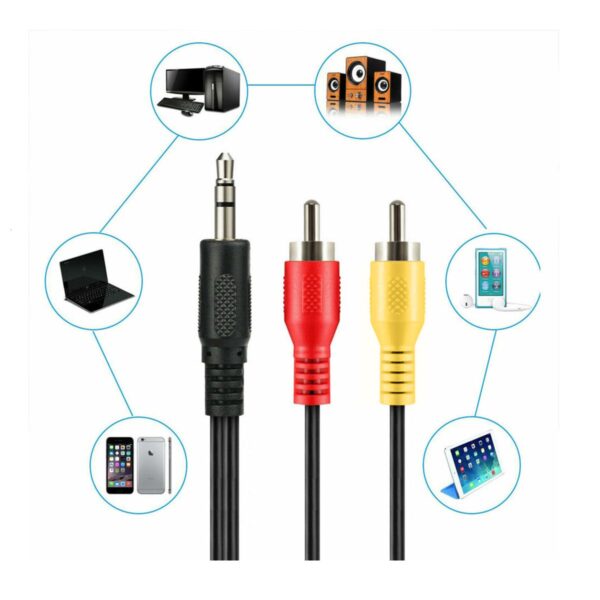 Cable Adaptador de Audio RCA a Auxiliar 3.5 mm