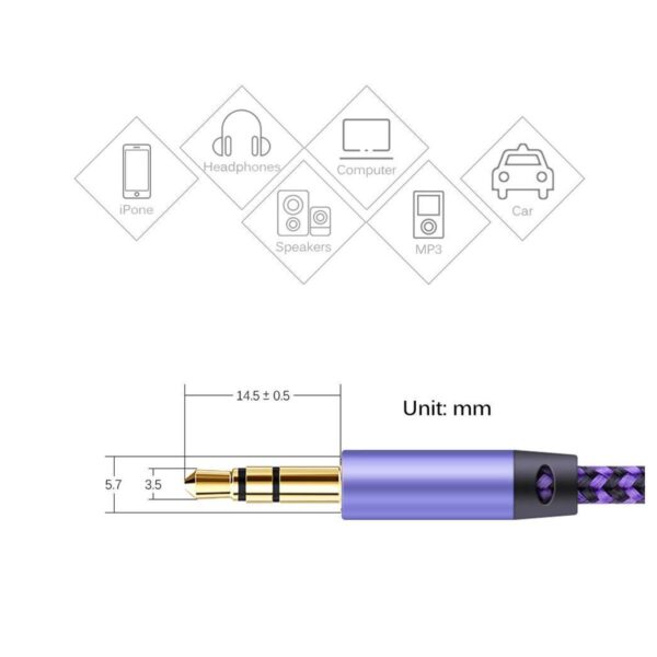 Cable de Audio Auxiliar 3.5mm a 3.5mm de 1 Metro