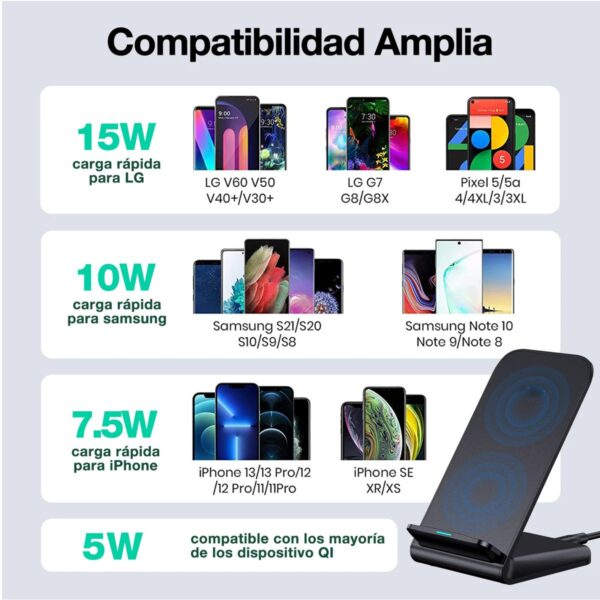 Cargador Inalámbrico Qi Carga Rápida 15w Compatible Para Iphone Color Blanco