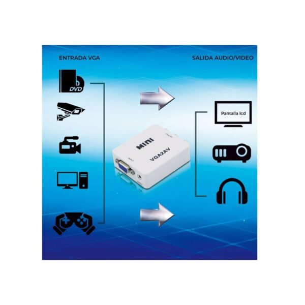 Adaptador Convertidor de VGA Con Audio A RCA