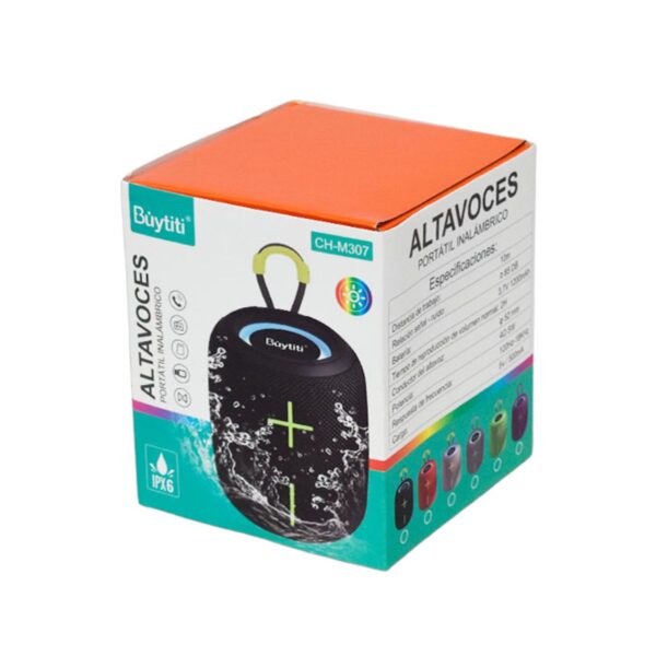 Bocina Bluetooth Portátil Antisalpicaduras Con Luz LED