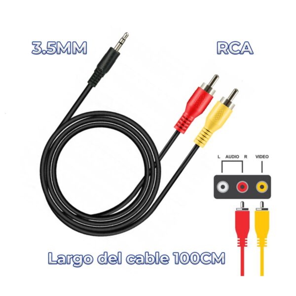 Cable Adaptador de Audio RCA a Auxiliar 3.5 mm