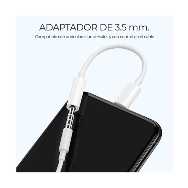 Adaptador de Audio Lightning o USB Tipo C a Auxiliar 3.5mm