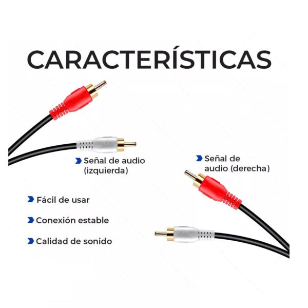 Cable De Audio 2 Rca A 2 Rca Macho 1.5 Metros
