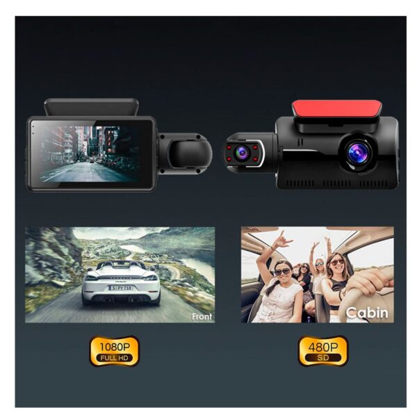 Camara Dashcam Para Autos Doble Lente Grabacion Frontal e Interna 1080p + 480p