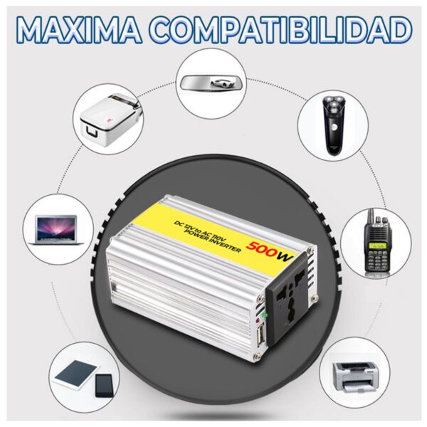 Inversor De Corriente Para Autos 12V - 500W Con Puerto USB y Casero