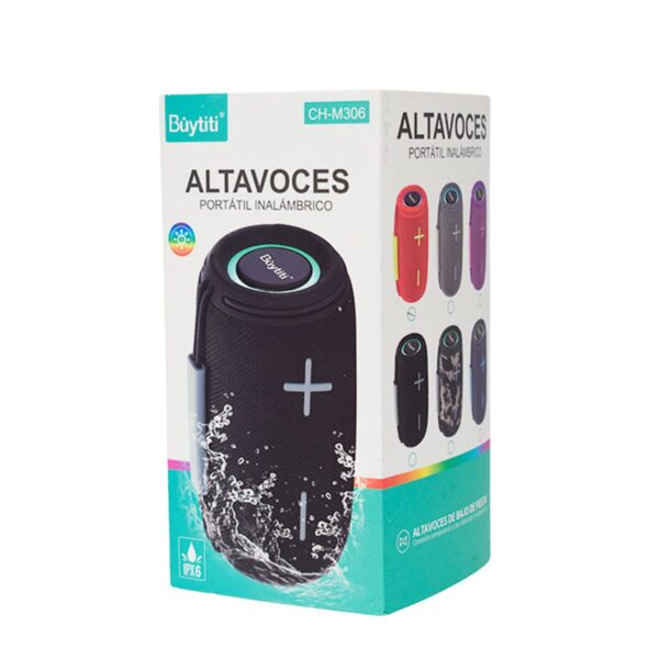 Bocina Bluetooth Portátil Antisalpicaduras Con Luz LED Tipo Bazooka