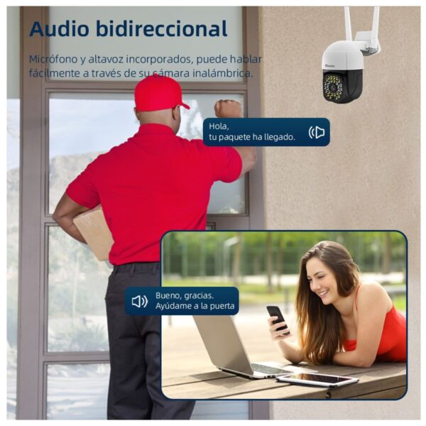 Camara IP WIFI Uso Interior o Exterior 3mpx Audio 2 Vías PTZ Compatible con Android o Iphone