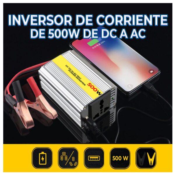 Inversor De Corriente Para Autos 12V - 500W Con Puerto USB y Casero