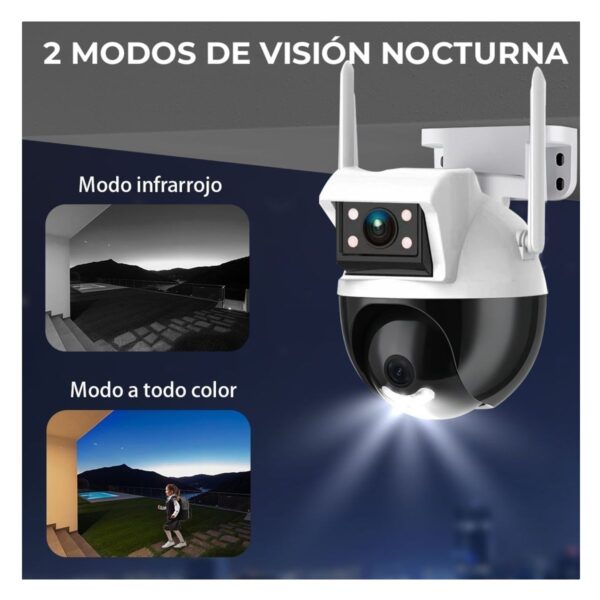 Camara De Seguridad Doble Lente 2+2mpx WIFI PTZ 360 grados Para Interiores y Exteriores