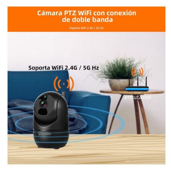 Camara De Seguridad WIFI 2.4 Y 5g 1080p Compatible Con Alexa Google Negro