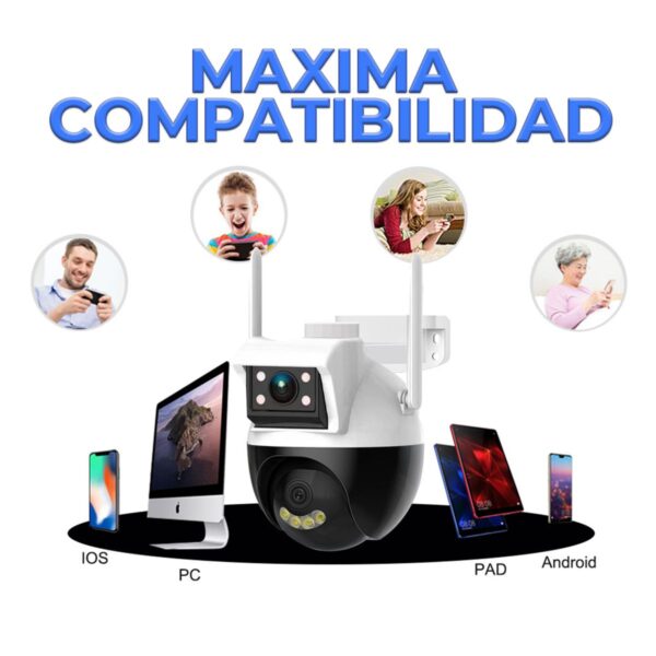 Camara De Seguridad Doble Lente 2+2mpx WIFI PTZ 360 grados Para Interiores y Exteriores