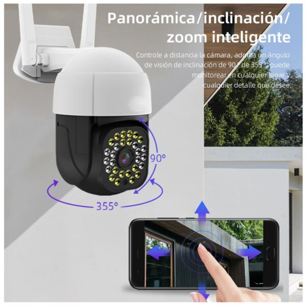 Camara IP WIFI Uso Interior o Exterior 3mpx Audio 2 Vías PTZ Compatible con Android o Iphone