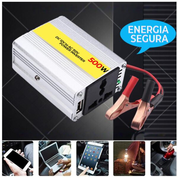 Inversor De Corriente Para Autos 12V - 500W Con Puerto USB y Casero