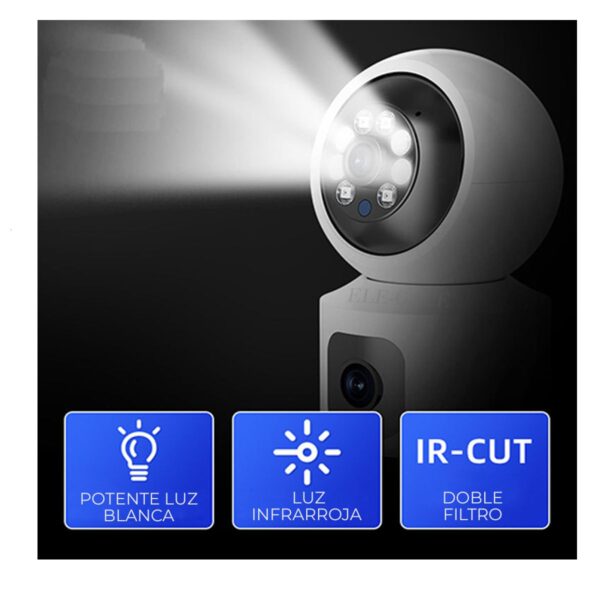 Camara De Seguridad Doble Lente HD 1080p WIFI PTZ 360 grados Android Iphone