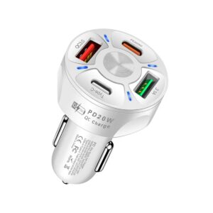Multicargador de Celular Para Automovil QC3.0 PD 20W USB3.1A Tipo C