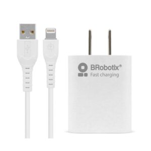 BRobotix Combo Cable Lightning 1M y Cargador De Pared 5V 2.1A USB 3.0 Compatible Con Iphone