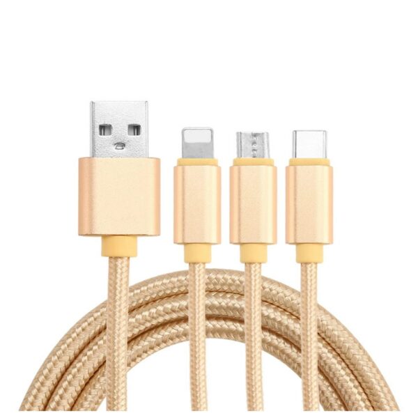 Cable de Carga 3 en 1 Micro USB Tipo C Lightning