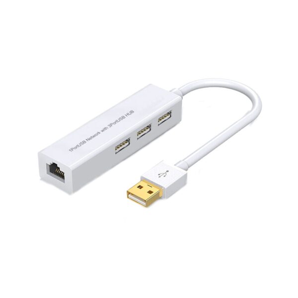 Adaptador Hub 3 Puertos USB mas Puerto Ethernet RJ45 Ideal para Laptop