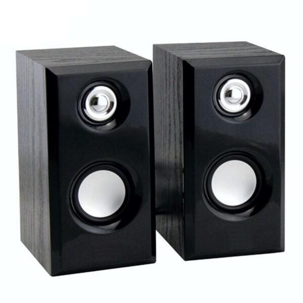 Bocinas Para Computadora Cajon Tipo Madera Conexión USB y 3.5mm