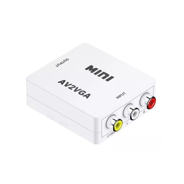Adaptador Convertidor de Audio y Video RCA a VGA 1080p