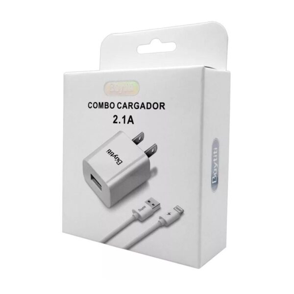 Combo Cable Lightning y Cargador USB Compatible con Iphone 2.1a 5V