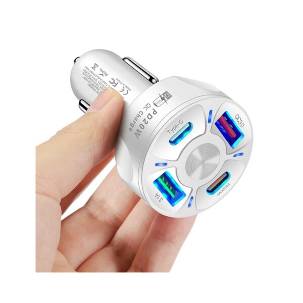 Multicargador de Celular Para Automovil QC3.0 PD 20W USB3.1A Tipo C