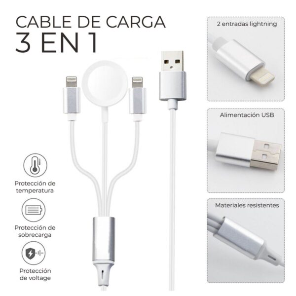 Cable De Usb Lightning 3 En 1 Compatible Con Iwatch series 1-7 Iphone
