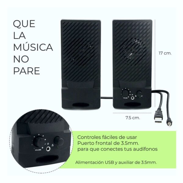 Bocinas De Escritorio Para Computadora Sonido Estereo Conexion USB y 3.5mm