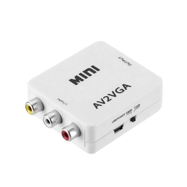 Adaptador Convertidor de Audio y Video RCA a VGA 1080p