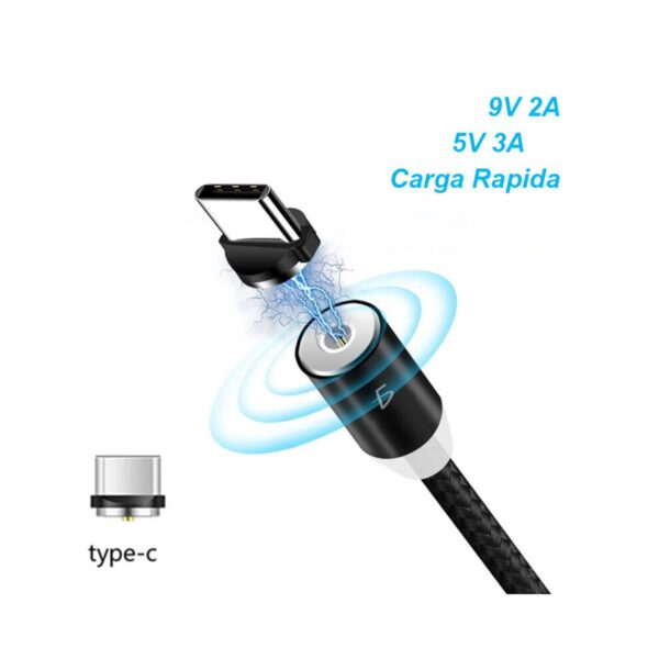 Cable Magnético USB Tipo C 1 metro color negro