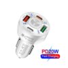 Multicargador de Celular Para Automovil QC3.0 PD 20W USB3.1A Tipo C