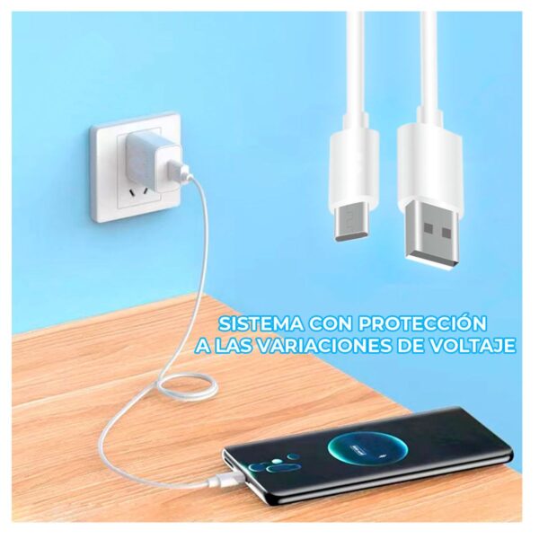 Combo Cable y Cargador 5V 2A Usb Tipo C