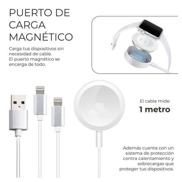Cable De Usb Lightning 3 En 1 Compatible Con Iwatch series 1-7 Iphone