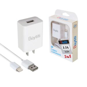 Combo Cable Lightning  y Cargador 2.1A 5V Compatible con Iphone
