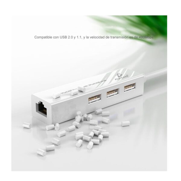 Adaptador Hub 3 Puertos USB mas Puerto Ethernet RJ45 Ideal para Laptop