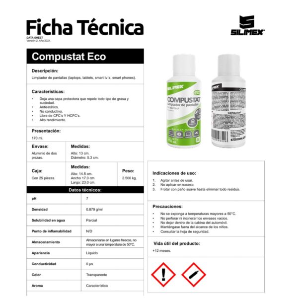 Silimex CompuStat Limpiador de Pantallas ECO 170ml