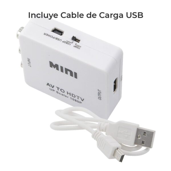 Adaptador Convertidor de Audio y Video RCA a HDMI 1080p