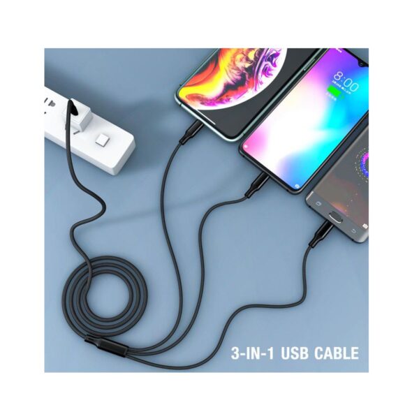 Cable De Carga Rapida 3 En 1 Tipo C A Lightning Microusb Y Tipo C