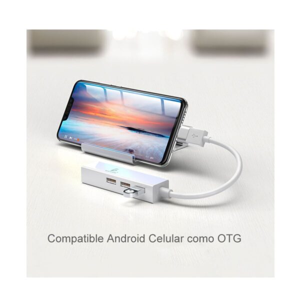 Adaptador Hub 3 Puertos USB mas Puerto Ethernet RJ45 Ideal para Laptop