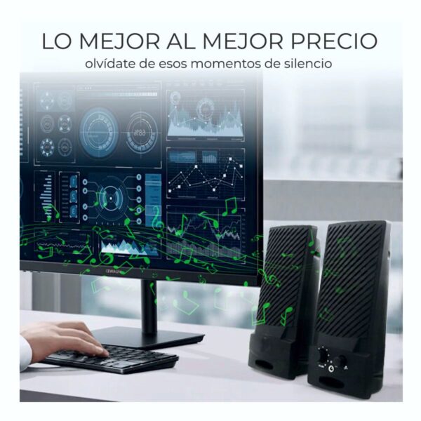 Bocinas De Escritorio Para Computadora Sonido Estereo Conexion USB y 3.5mm