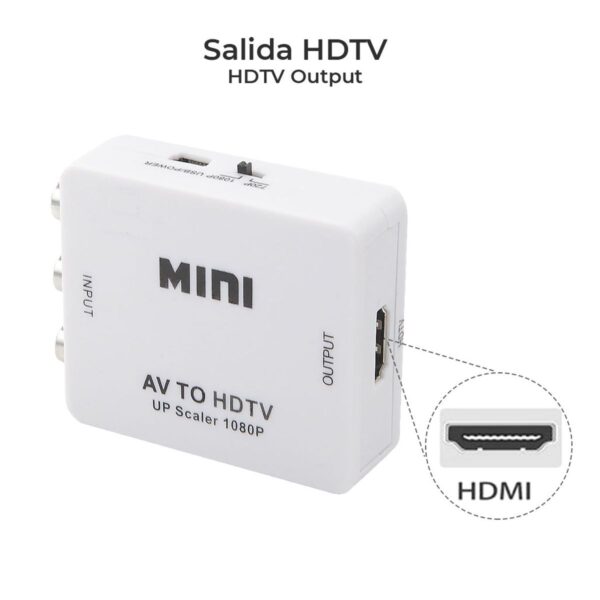 Adaptador Convertidor de Audio y Video RCA a HDMI 1080p