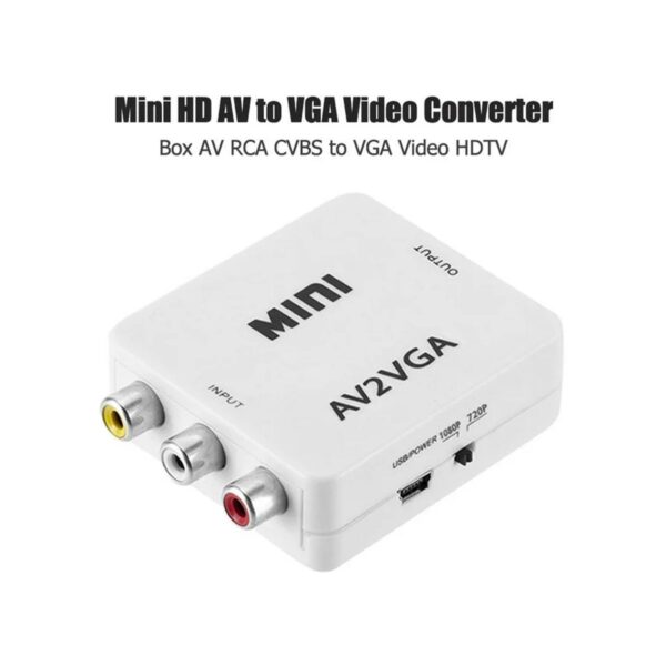 Adaptador Convertidor de Audio y Video RCA a VGA 1080p