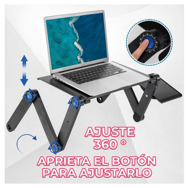 Mesa Soporte para Laptop Reclinable y Ergonómica 2 Ventiladores y Soporte para Mouse