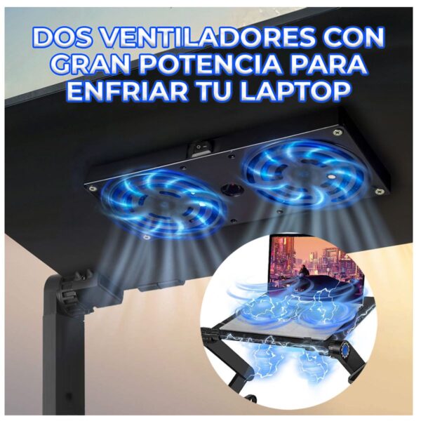 Mesa Soporte para Laptop Reclinable y Ergonómica 2 Ventiladores y Soporte para Mouse